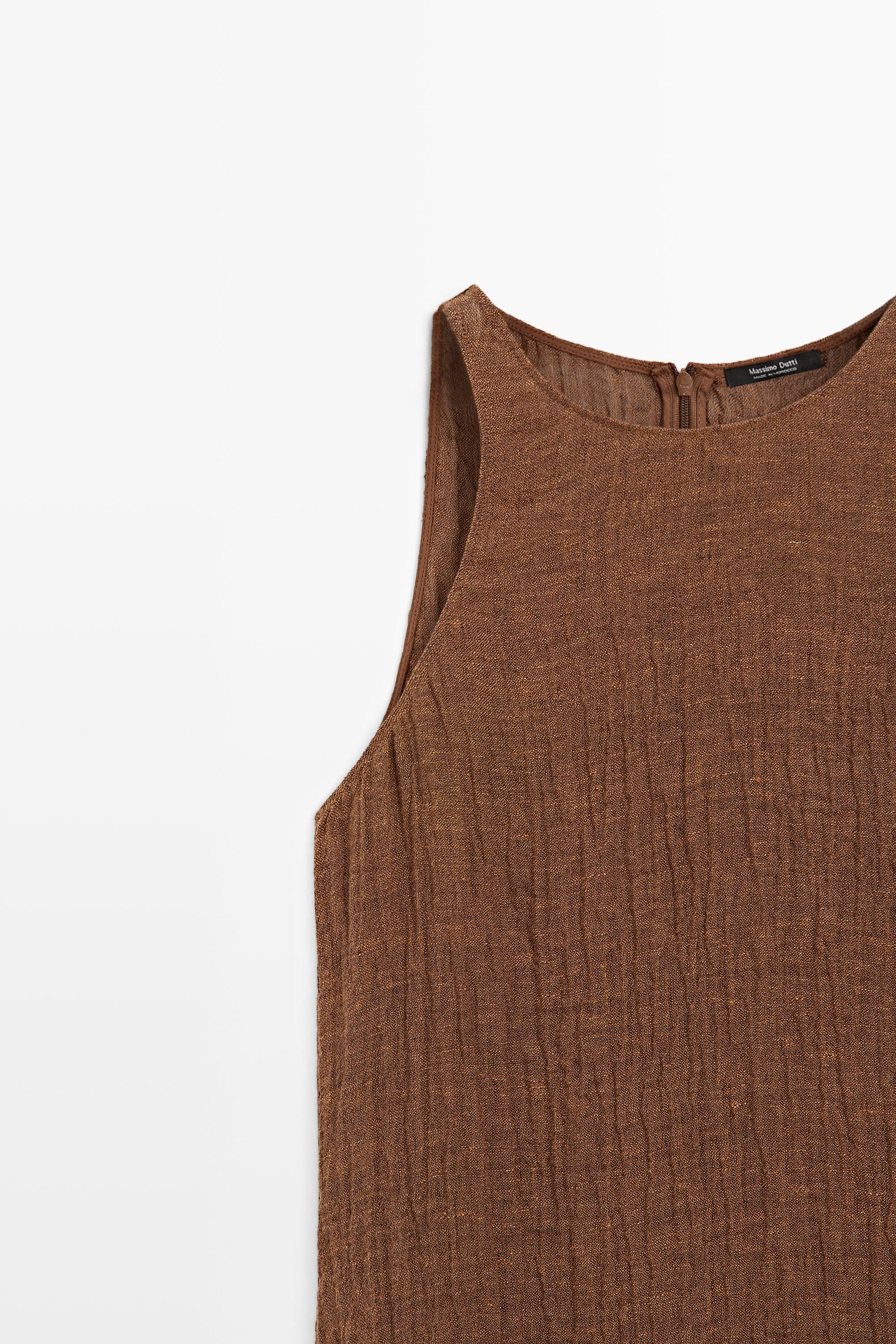 Robe midi bimatière en lin mélangé